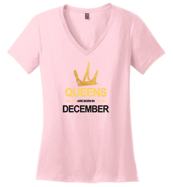 Queens Are Born In December Ladies V-Neck