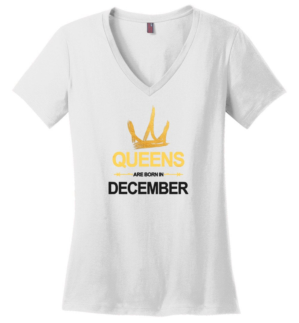 Queens Are Born In December Ladies V-Neck